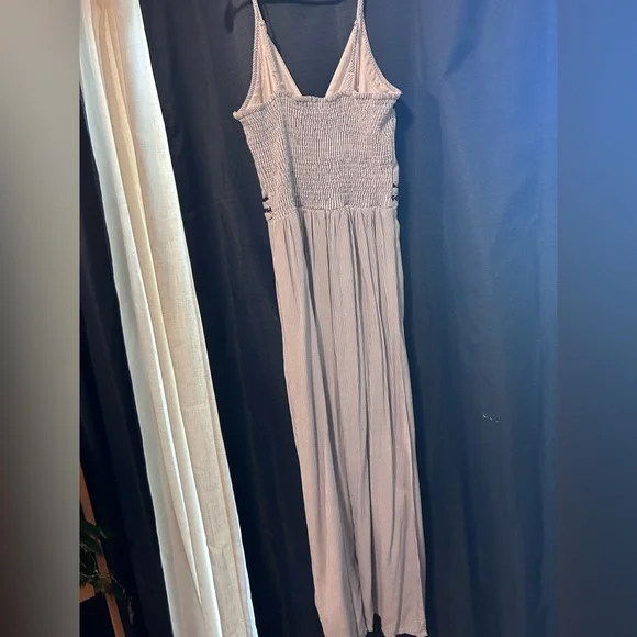 Striped Jumpsuit with Navy Embroidery - Size Large - Picture 4 of 6